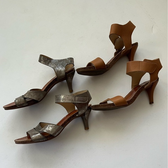 Vince Camuto Shoes - Vince Camuto Metallic Silver & Dark Nude Leather Ankle Strap Heels Womens Size 8